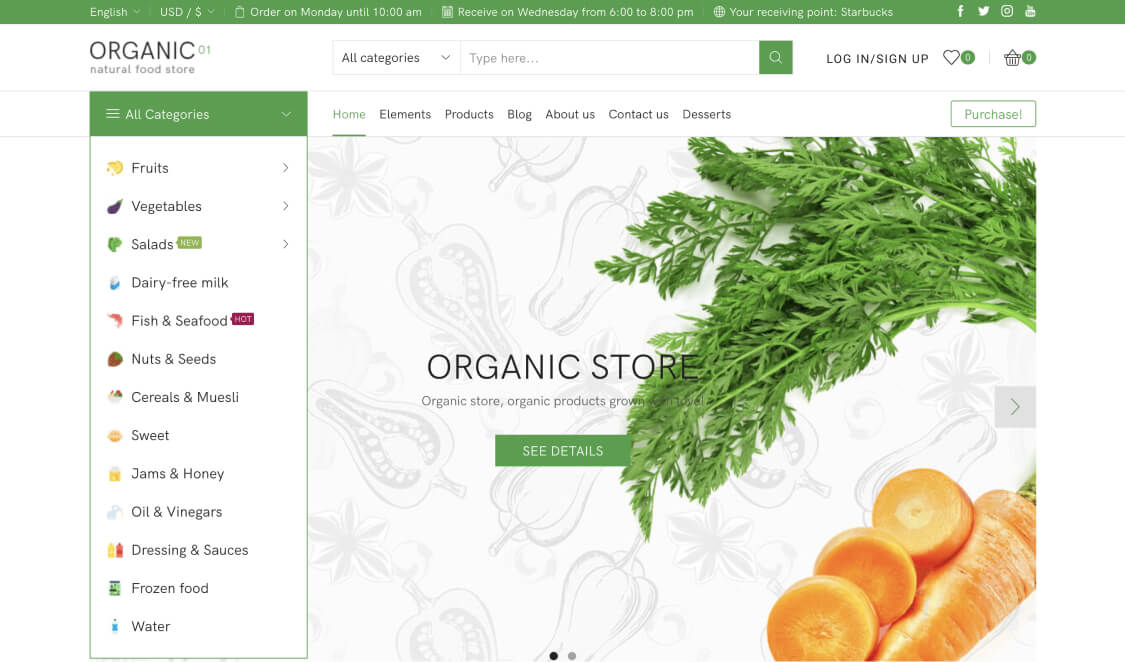 Organic Store 01 – WordPress WooCommerce Theme 01